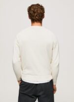 jerseu de bumbac cu guler rotund bărbați Pepe Jeans fildeş 6Z0R46865 - imagine 4