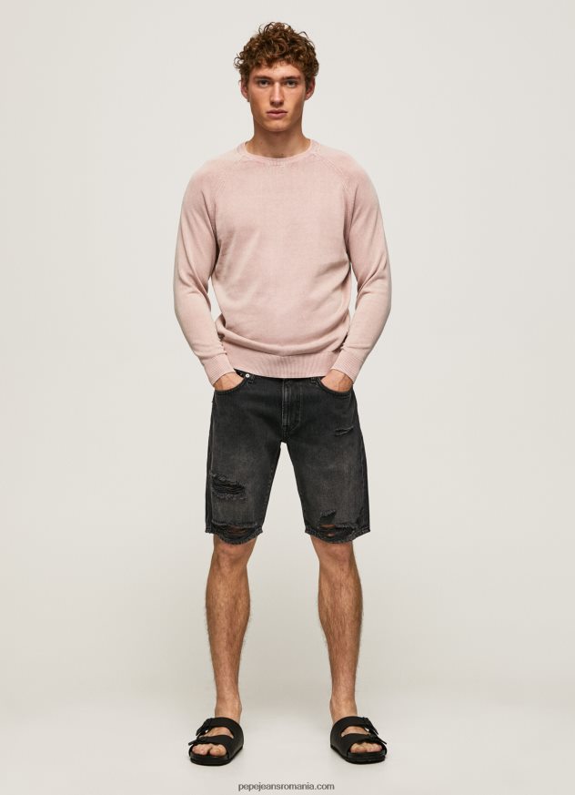 jerseu de bumbac cu guler rotund bărbați Pepe Jeans înălbitor roz 6Z0R46863 - imagine 2