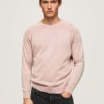 jerseu de bumbac cu guler rotund bărbați Pepe Jeans înălbitor roz 6Z0R46863