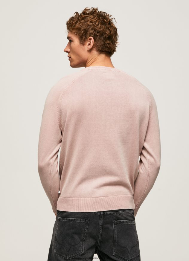 jerseu de bumbac cu guler rotund bărbați Pepe Jeans înălbitor roz 6Z0R46863 - imagine 4