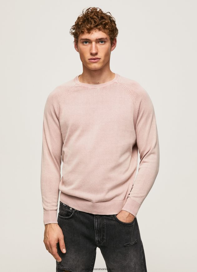 jerseu de bumbac cu guler rotund bărbați Pepe Jeans înălbitor roz 6Z0R46863 - imagine 1