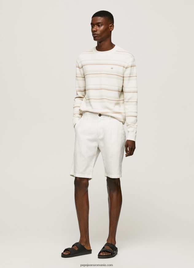 jerseu de bumbac cu imprimeu dungi bărbați Pepe Jeans aproape alb 6Z0R46866 - imagine 3