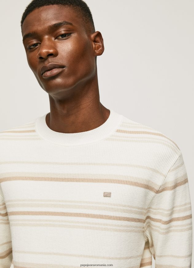 jerseu de bumbac cu imprimeu dungi bărbați Pepe Jeans aproape alb 6Z0R46866 - imagine 4