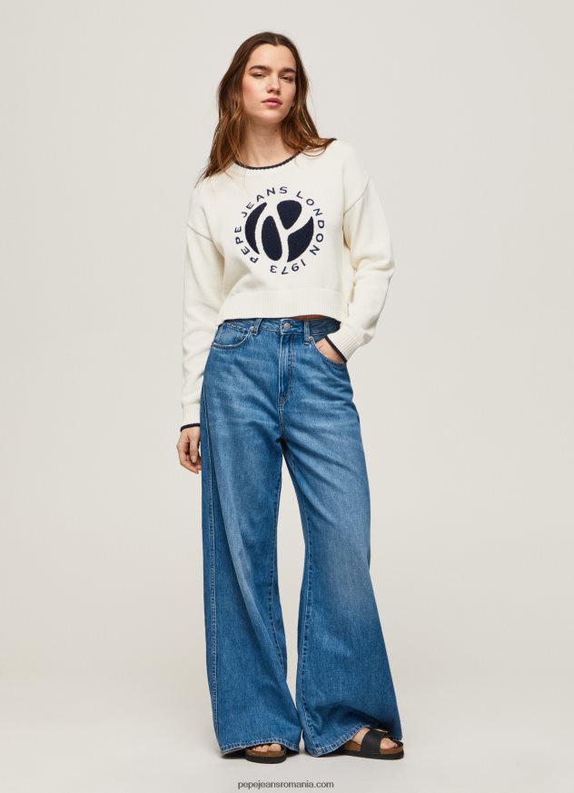 jerseu de bumbac cu imprimeu logo femei Pepe Jeans alb 6Z0R46253 - imagine 2