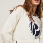 jerseu de bumbac cu imprimeu logo femei Pepe Jeans alb 6Z0R46253