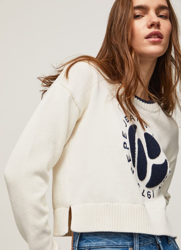jerseu de bumbac cu imprimeu logo femei Pepe Jeans alb 6Z0R46253 - imagine 1
