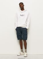 jumper cu logo de înaltă densitate bărbați Pepe Jeans alb 6Z0R46903