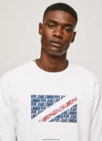 jumper cu logo-ul steagului bărbați Pepe Jeans alb 6Z0R46899 - imagine 3