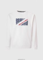 jumper cu logo-ul steagului bărbați Pepe Jeans alb 6Z0R46899 - imagine 5