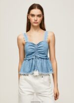 maiou din denim femei Pepe Jeans albastru 6Z0R46350