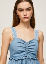 maiou din denim femei Pepe Jeans albastru 6Z0R46350 - imagine 3