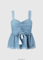 maiou din denim femei Pepe Jeans albastru 6Z0R46350 - imagine 5