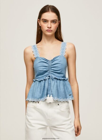 maiou din denim femei Pepe Jeans albastru 6Z0R46350