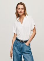 maiou Polo femei Pepe Jeans alb 6Z0R46397