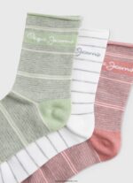 Pachet de 3 șosete cu dungi femei Pepe Jeans ecru 6Z0R46565 - imagine 2