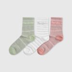Pachet de 3 șosete cu dungi femei Pepe Jeans ecru 6Z0R46565