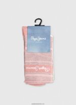 Pachet de 3 șosete cu dungi femei Pepe Jeans ecru 6Z0R46565 - imagine 3