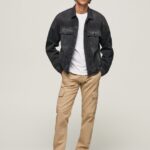 pantaloni chino sean regular fit bărbați Pepe Jeans cămilă 6Z0R461127