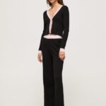 pantaloni din tricot cu nervuri femei Pepe Jeans negru 6Z0R46306
