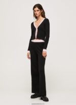 pantaloni din tricot cu nervuri femei Pepe Jeans negru 6Z0R46306