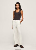 pantaloni drepti din țesătură fluidă femei Pepe Jeans mousse 6Z0R46311