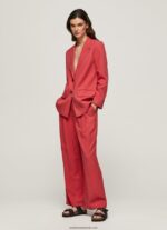 pantaloni largi plisați femei Pepe Jeans studio roșu 6Z0R46289