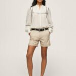 pantaloni scurți chino cu ajustare normală femei Pepe Jeans piatră 6Z0R46524