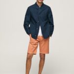 pantaloni scurți chino din bumbac bărbați Pepe Jeans portocala de dovleac 6Z0R461132