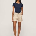 pantaloni scurți cu talie reglabilă femei Pepe Jeans piatră 6Z0R46525
