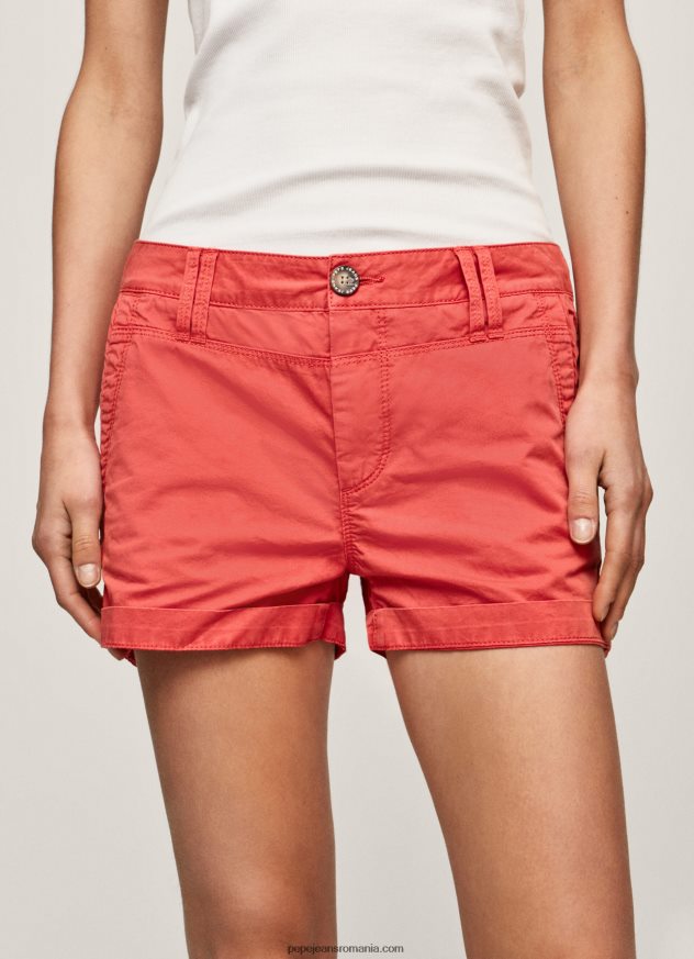pantaloni scurți din bumbac cu ajustare normală femei Pepe Jeans studio roșu 6Z0R46519 - imagine 3