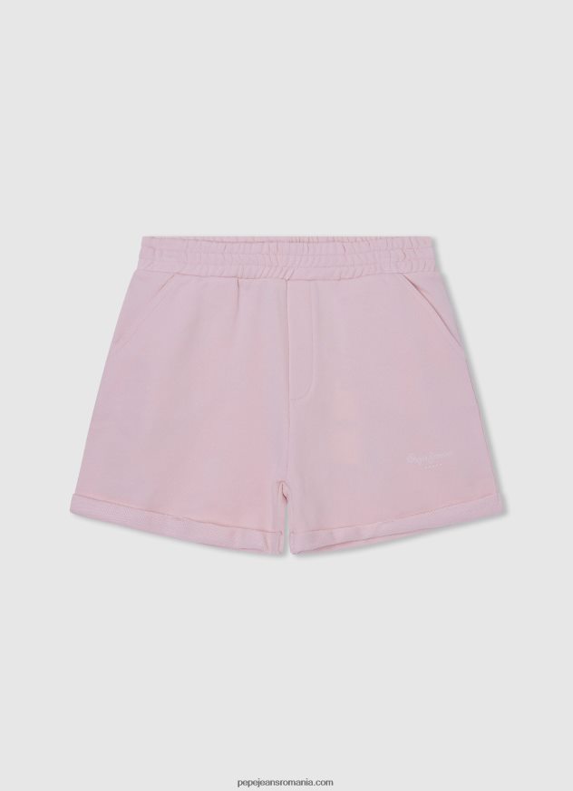pantaloni scurți din bumbac cu talie elastică fată Pepe Jeans roz moale 6Z0R461500 - imagine 1