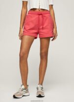 pantaloni scurți din bumbac cu talie reglabilă femei Pepe Jeans studio roșu 6Z0R46516 - imagine 2