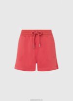 pantaloni scurți din bumbac cu talie reglabilă femei Pepe Jeans studio roșu 6Z0R46516 - imagine 5