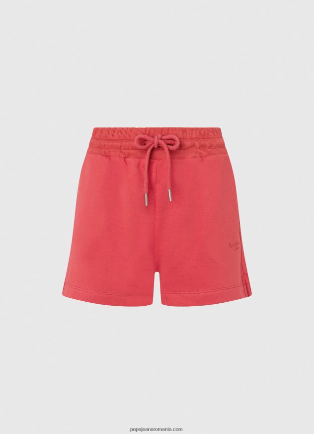 pantaloni scurți din bumbac cu talie reglabilă femei Pepe Jeans studio roșu 6Z0R46516 - imagine 5