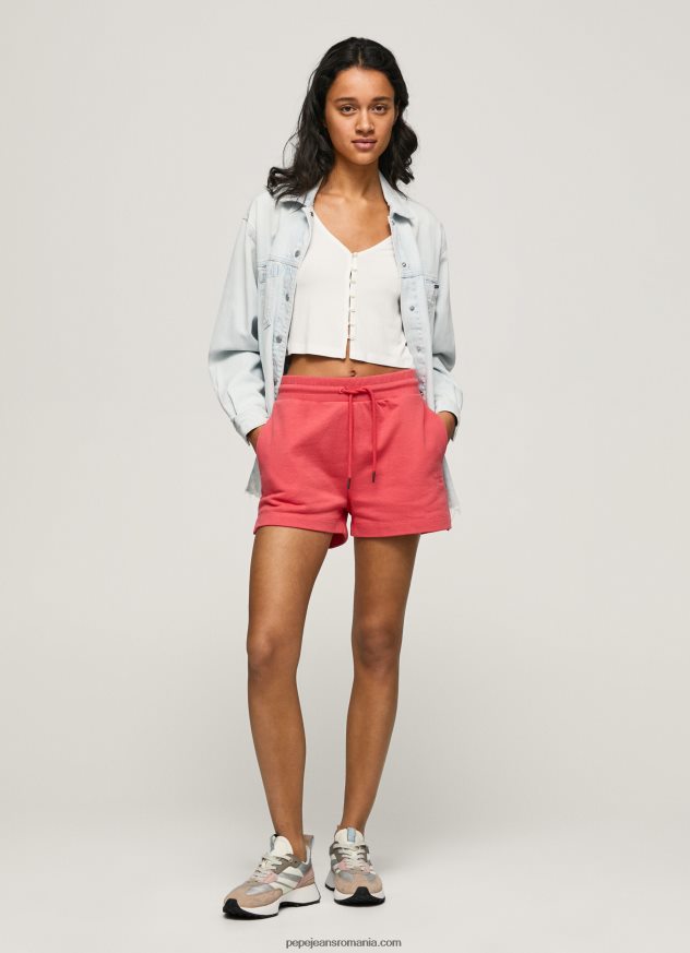 pantaloni scurți din bumbac cu talie reglabilă femei Pepe Jeans studio roșu 6Z0R46516 - imagine 1