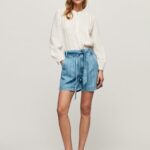 pantaloni scurți din denim cu imprimeu în dungi femei Pepe Jeans denim 6Z0R46478