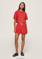 pantaloni scurți sport cu logo brodat femei Pepe Jeans studio roșu 6Z0R46531