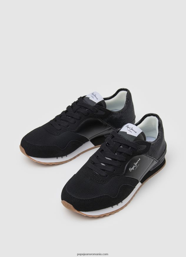 pantofi sport combinați london troy femei Pepe Jeans negru 6Z0R46611 - imagine 3