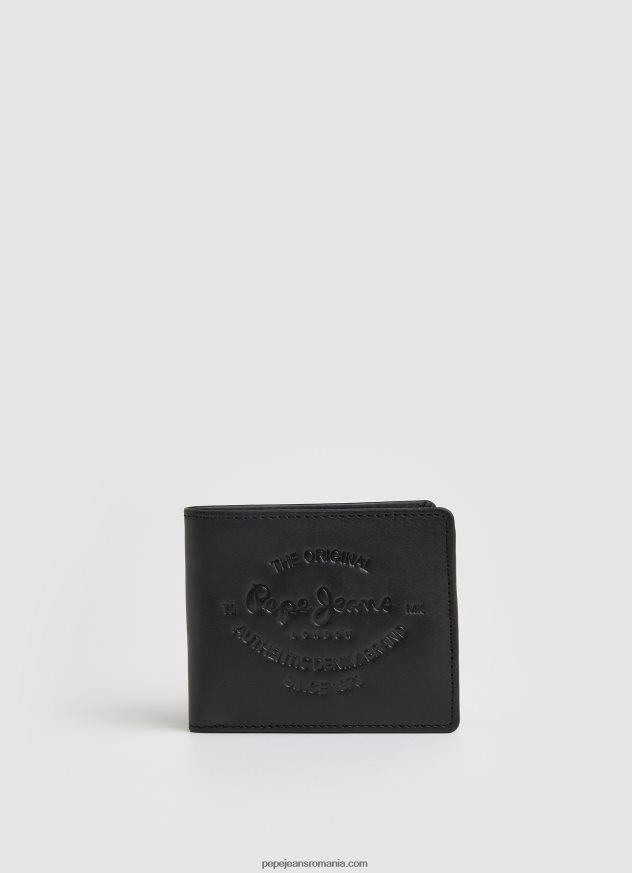 portofel din piele cu logo gravat bărbați Pepe Jeans negru 6Z0R461298 - imagine 1
