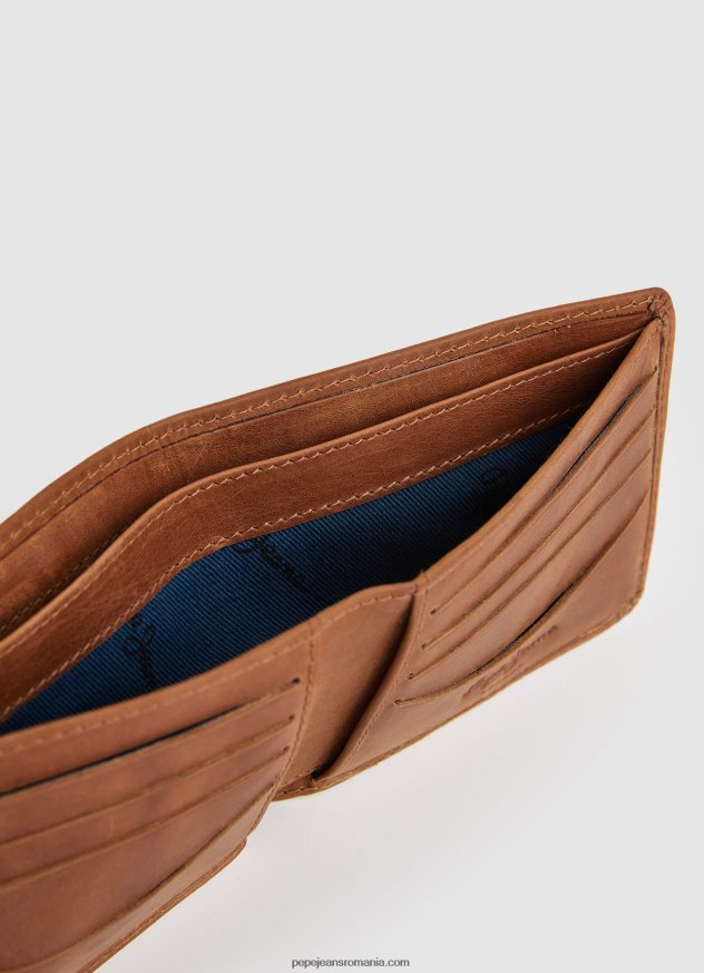 portofel din piele cu logo gravat bărbați Pepe Jeans tutun 6Z0R461297 - imagine 3