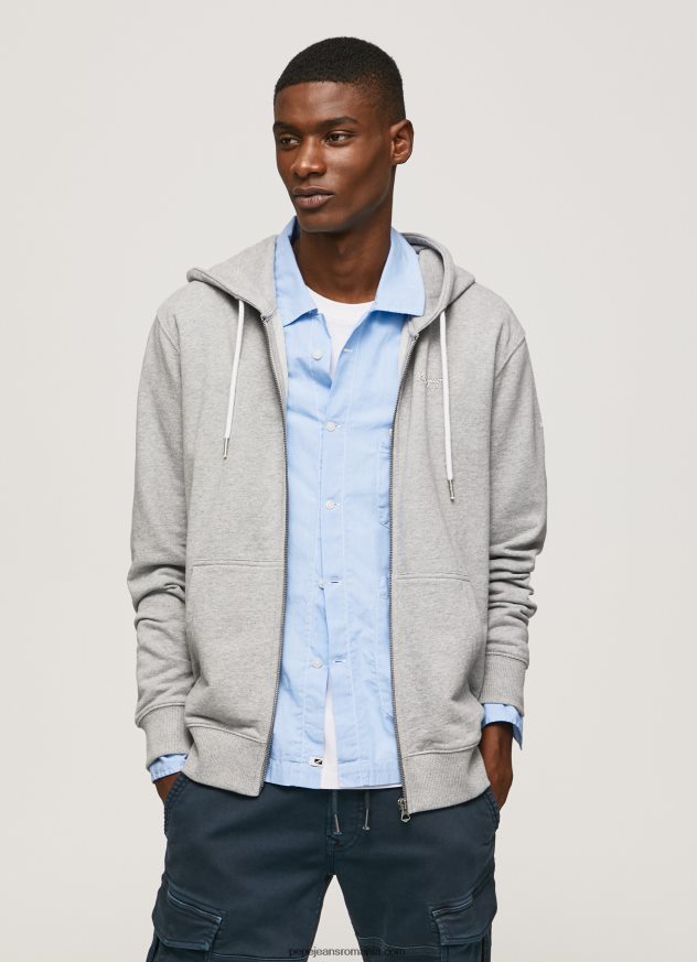 pulover cu fermoar cu imprimeu logo bărbați Pepe Jeans marnă cenușie 6Z0R46883 - imagine 3