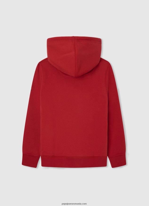 pulover cu glugă din bumbac băiat Pepe Jeans studio roșu 6Z0R461581 - imagine 2