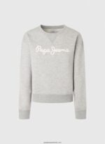 pulover cu logo imprimat femei Pepe Jeans marnă cenușie 6Z0R46267 - imagine 5