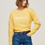 pulover cu logo imprimat femei Pepe Jeans strălucire 6Z0R46273