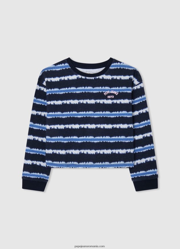 pulover din bumbac cu dungi decolorate fată Pepe Jeans roz moale 6Z0R461409 - imagine 4