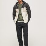 pulover din bumbac cu fermoar bărbați Pepe Jeans negru spalat 6Z0R46892