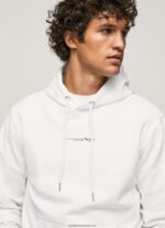 pulover din bumbac cu glugă bărbați Pepe Jeans alb 6Z0R46910 - imagine 3