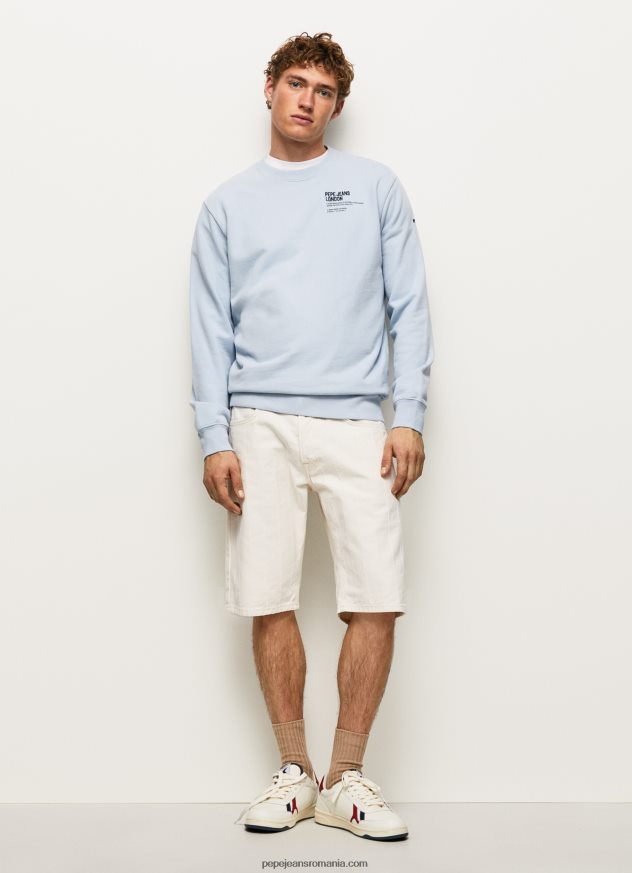pulover din bumbac cu guler rotunjit bărbați Pepe Jeans albastru înălbitor 6Z0R46869 - imagine 2