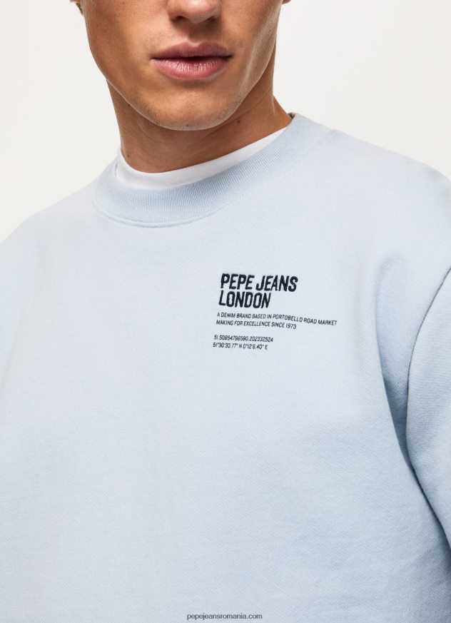 pulover din bumbac cu guler rotunjit bărbați Pepe Jeans albastru înălbitor 6Z0R46869 - imagine 3