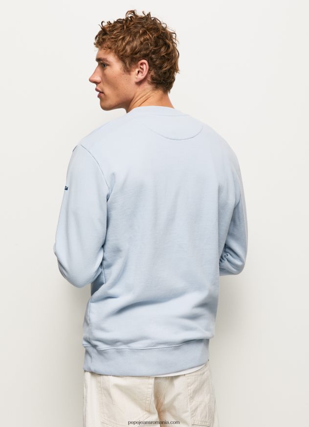 pulover din bumbac cu guler rotunjit bărbați Pepe Jeans albastru înălbitor 6Z0R46869 - imagine 4